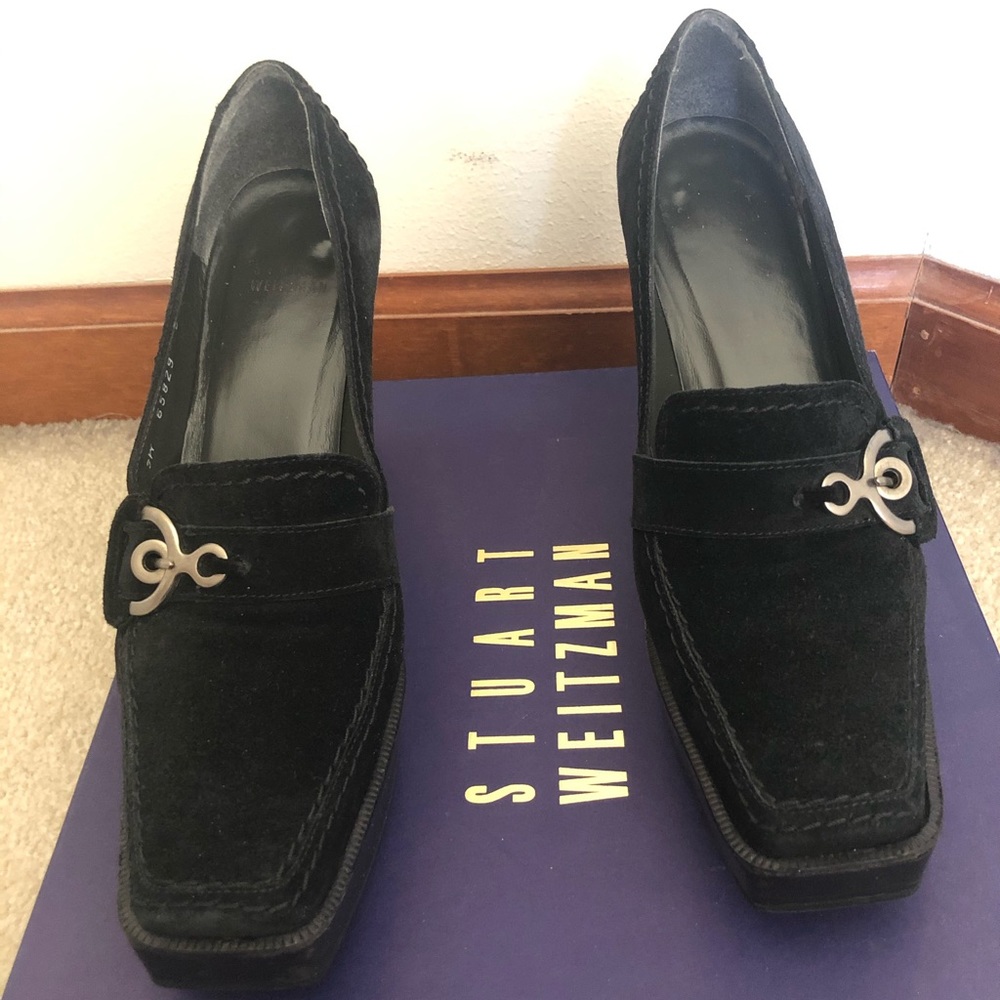 Black Sport Suede Stuart Weitzman Heels